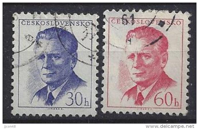 Czechoslovakia 1958  Antonin Novotny  (o) Mi.1081 C-1082 C (11.75 X 11.25) - Used Stamps