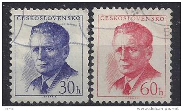 Czechoslovakia 1958  Antonin Novotny  (o) Mi.1081 C-1082 C (11.75 X 11.25) - Used Stamps