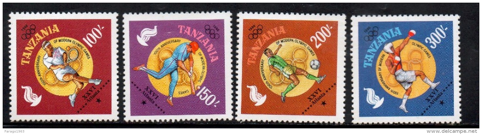 1996 Tanzania Olympics  Baseball Complete Set Of 4 MNH - Tanzania (1964-...)