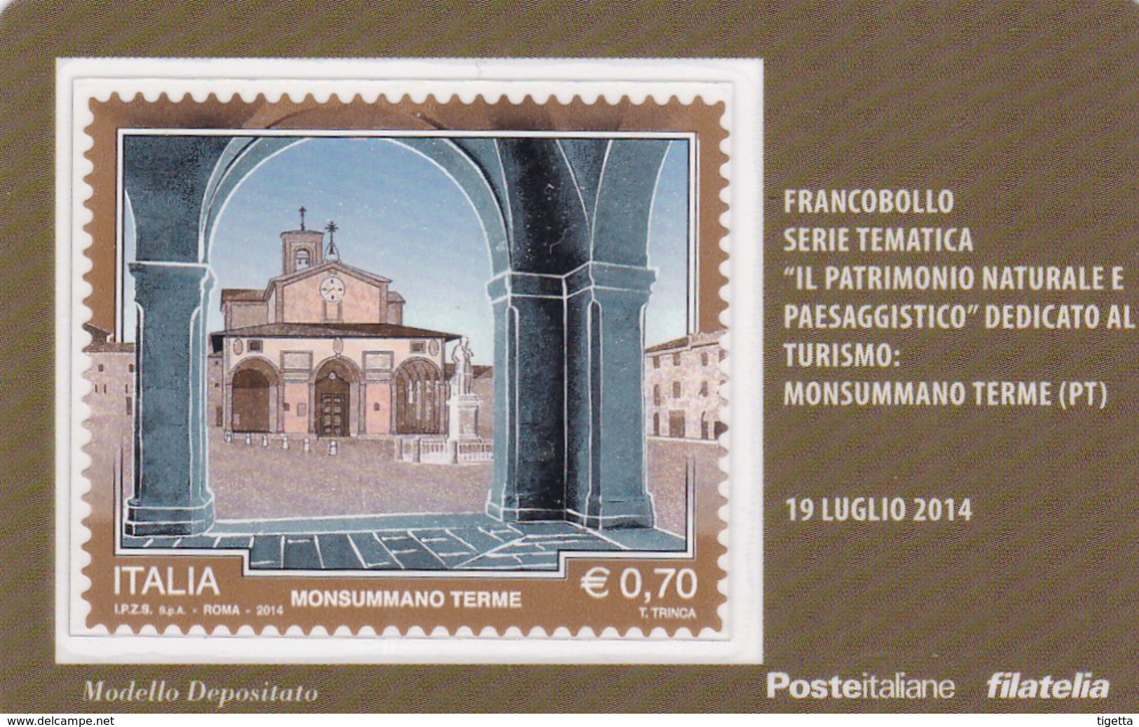 2014 - ITALIA -  TESSERA FILATELICA  "PATRIMONIO NATURALE PAESAGGISTICO" DEDICATO AL TURISMO MONSUMMANO TERME - Cartes Philatéliques