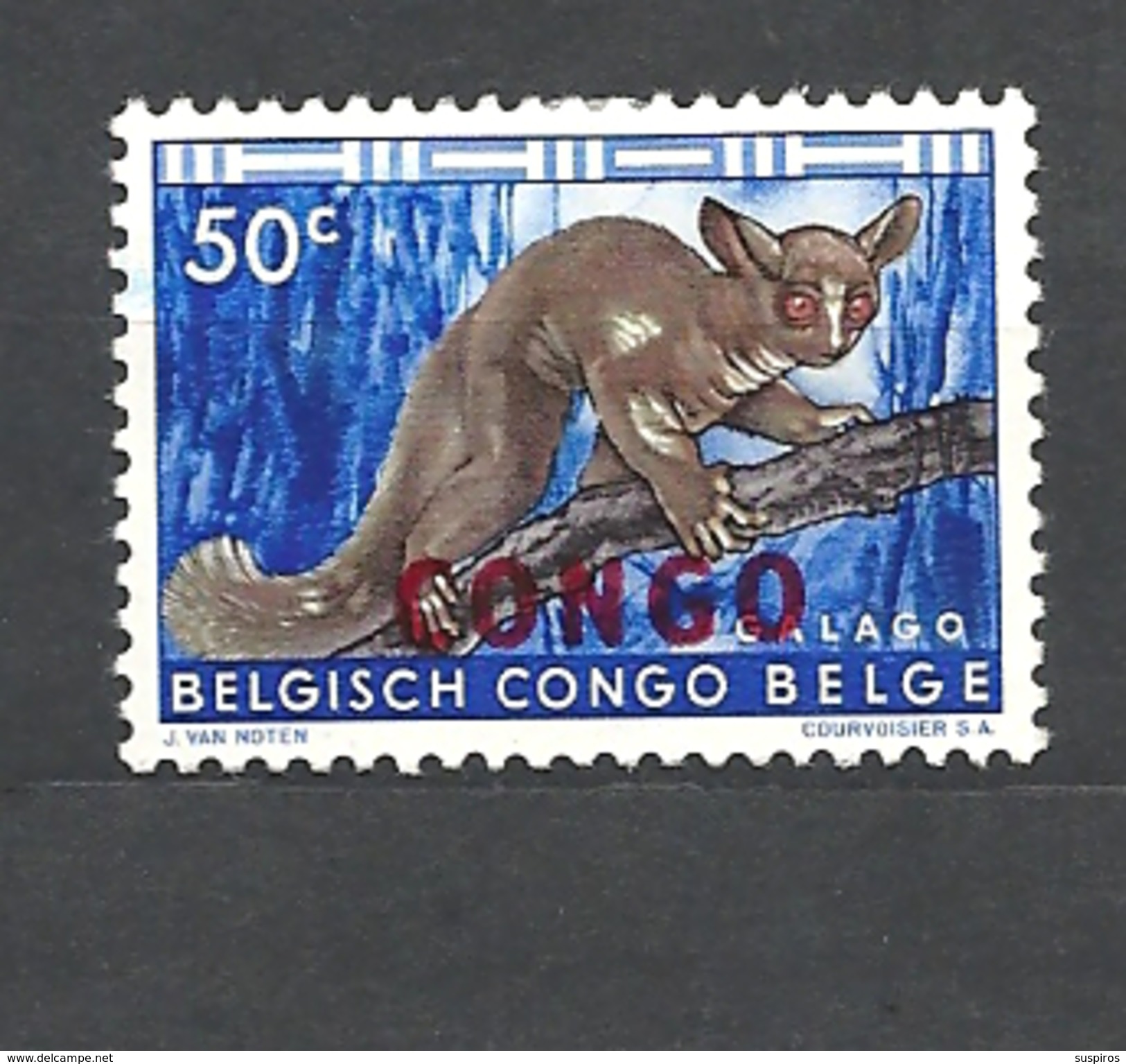 CONGO  BELGA      1960 Belgian Congo Postage Stamps Overprinted "CONGO" - Wild Animals Brown Greater Galago (Otolemur Cr - Altri & Non Classificati