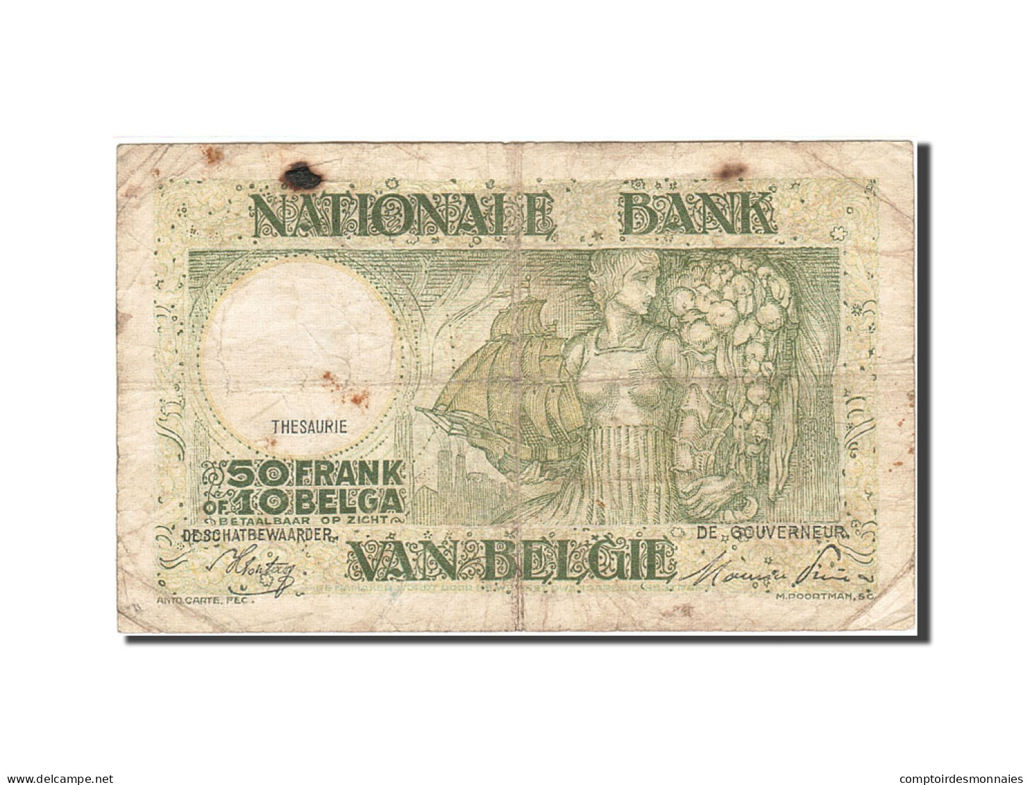 Billet, Belgique, 50 Francs-10 Belgas, 1933-1935, 1945-01-06, KM:106, TB - 50 Francos