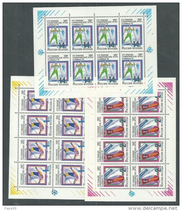 Russie N° 5915 / 17 F XX : Jeux Olympiques D´hiver 1992 à Albertville,  Les 3 Feuilles Sans Charnière, TB - Hojas Completas