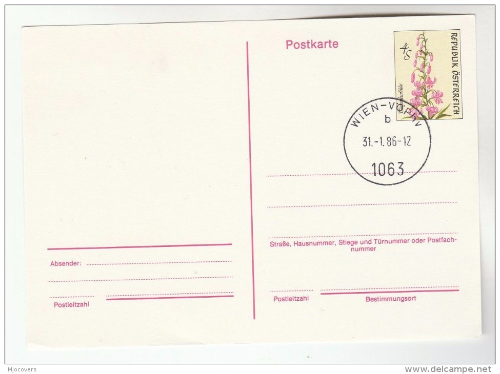 1986  AUSTRIA  4s FLOWER  Postal STATIONERY CARD, FIRST DAY Cover Flowers - Other & Unclassified