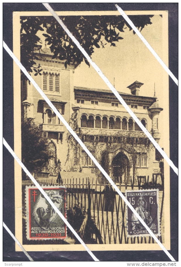 Sp4299 PORTUGAL Additional "tuberculosis Assistence" On Postcard "LANCASTRE HOUSE" Cascais Architecture 1931 CPA - Usati