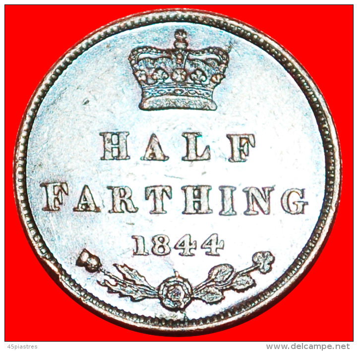 • CROWN: UNITED KINGDOM ★ HALF FARTHING 1844 ★ UNPUBLISHED!  LOW START &#9733; N&#927; RESERVE! - A. 1/4 - 1/3 - 1/2 Farthing