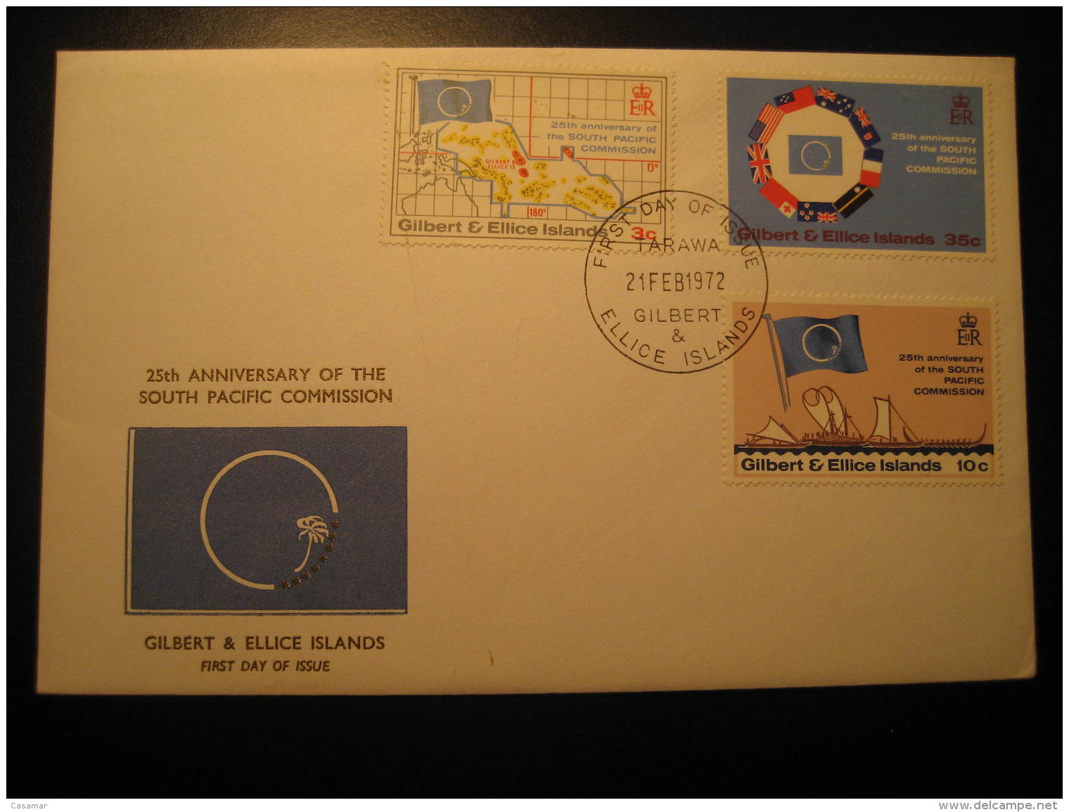 GILBERT &amp; ELLICE ISLANDS Tarawa 1972 South Pacific Comission 3 Stamp On FDC Cover British Colonies - Gilbert & Ellice Islands (...-1979)