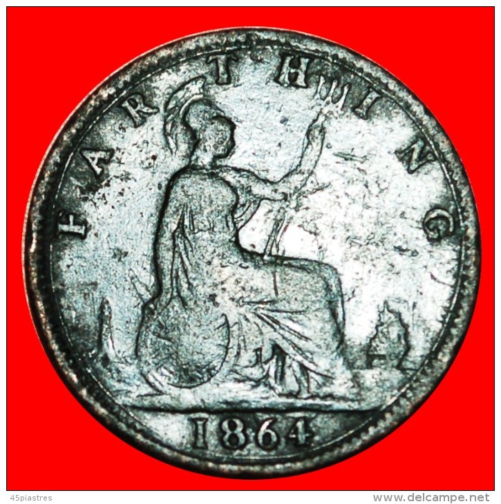 * MISTRESS OF SEAS: UNITED KINGDOM &#9733; FARTHING 1864 SHIP! LOW START &#9733; N&#927; RESERVE! Victoria (1837-1901) - B. 1 Farthing