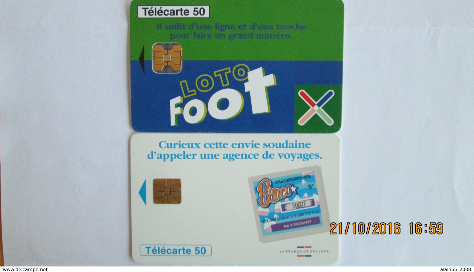 2 TELECARTES FRANCAISE DES JEUX LOTO FOOT BANCO - Jeux