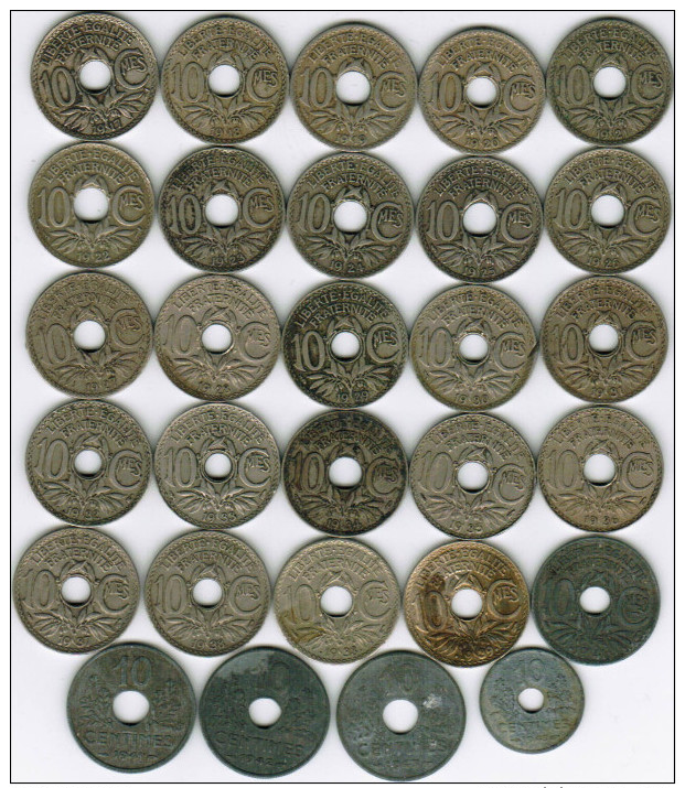 France Collection Of 29x 10 Centimes 1917-1943 All Listed & Different - Otros & Sin Clasificación