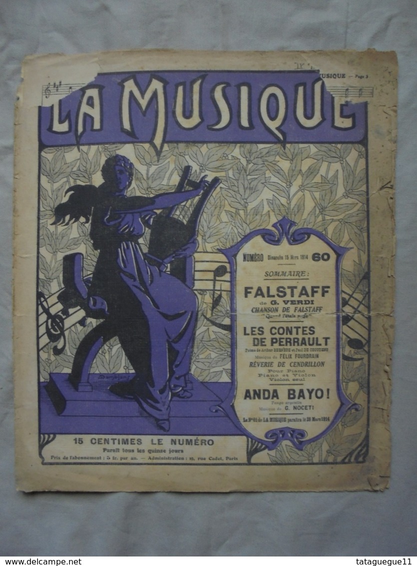 Ancien - Partition LA MUSIQUE N° 60 Dimanche 15 Mars 1914 - J-L