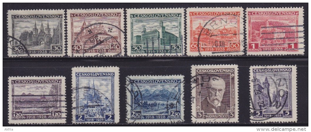 5620. Czechoslovakia 1928 The Republic - 10th Anniversary, Used (o) Michel 267-276 - Gebraucht