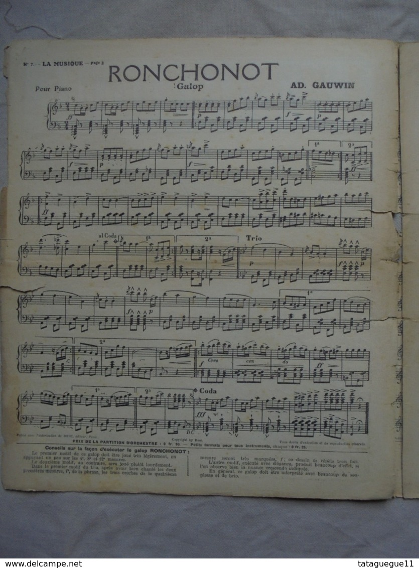 Ancien - Partition LA MUSIQUE N° 7 Dimanche 3 Mars 1912 - J-L