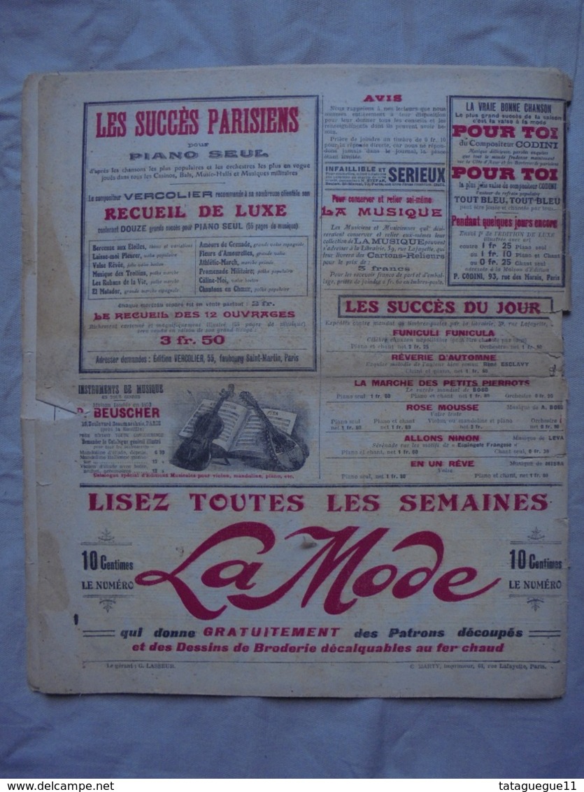 Ancien - Partition LA MUSIQUE N° 7 Dimanche 3 Mars 1912