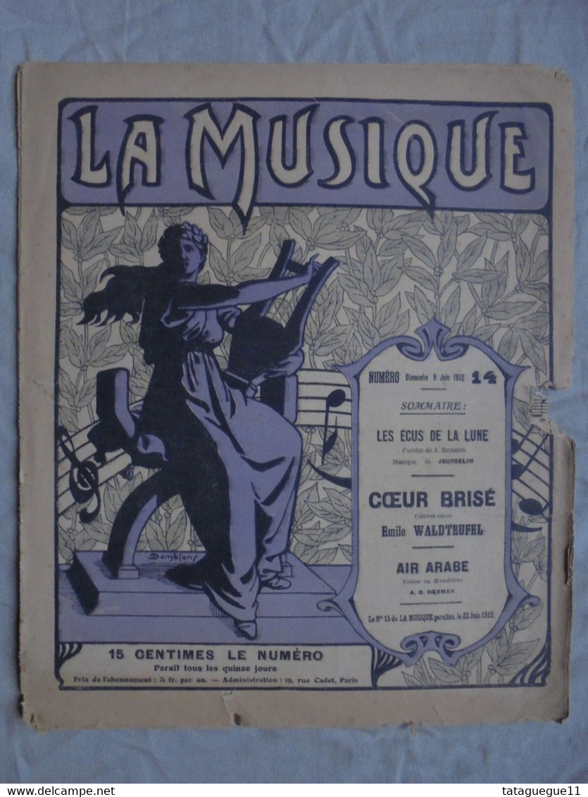 Ancien - Partition LA MUSIQUE N° 14 Dimanche 9 Juin 1912 - J-L