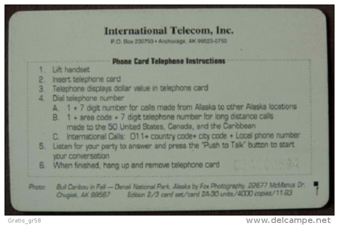 Alaska - ASK- 03, Caribou In Fall - Denali National Park, 10.50$, 4.000ex, 11/93, Used - Sonstige - Amerika