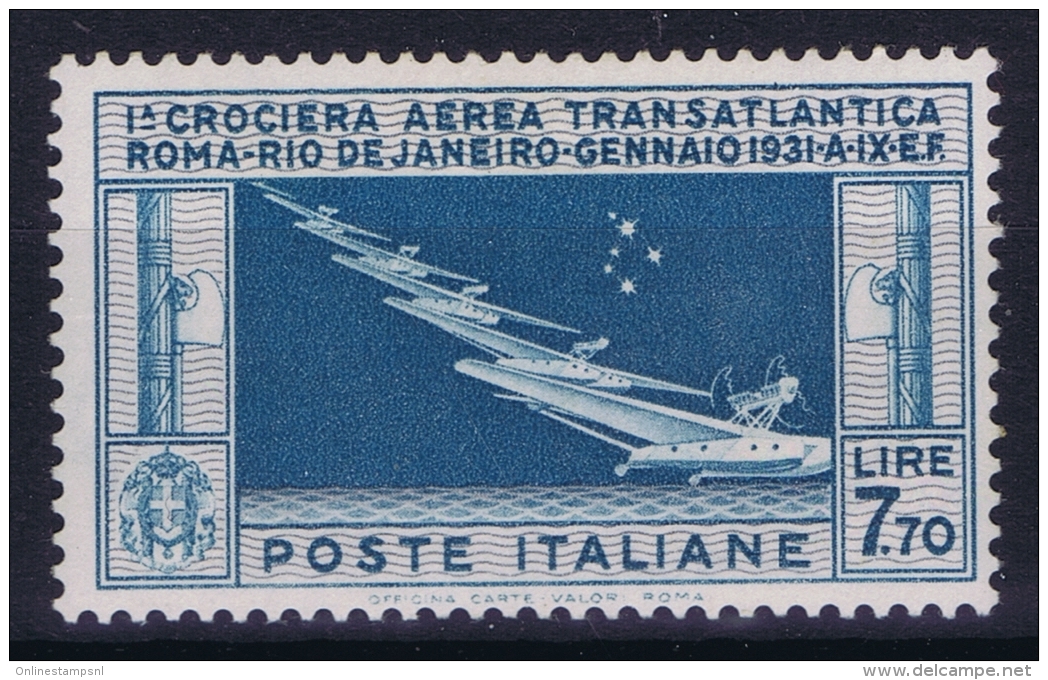 Italy: Airmail Sa Nr 25 Mi Nr 361  MNH/**/postfrisch/neuf Sans Charniere  Brown Spot In Gum - Luftpost