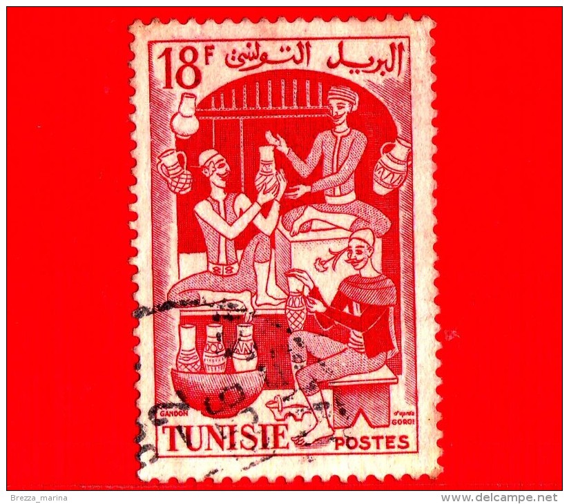 TUNISIA - Usato - 1955 - Lavoro - Ceramica - Pottery - 18 - Oblitérés