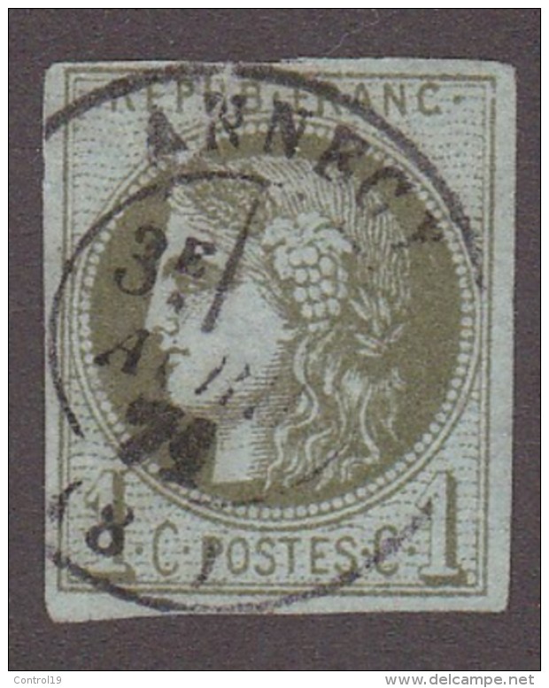 N 39   1C OLIVE - B/ TB - 1870 Bordeaux Printing