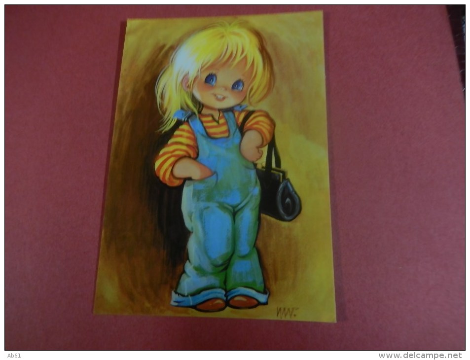 Petite Fille Aux Cheveux Blonds En Cote Et Polo A Rayures + Un Sac  ( Neuve ) - Kinder-Zeichnungen