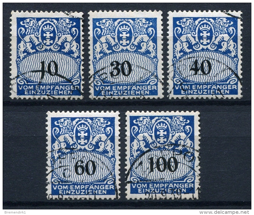 98232) DANZIG Porto # 43-47 Gestempelt Aus 1938, 550.- € - Sonstige & Ohne Zuordnung