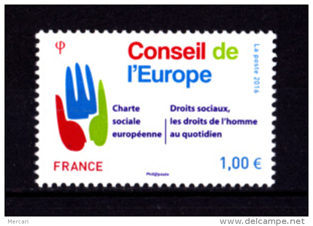 France 2016,  1.00 &euro;, Conseil De L'Europe, Droits De L'hommme - Neufs