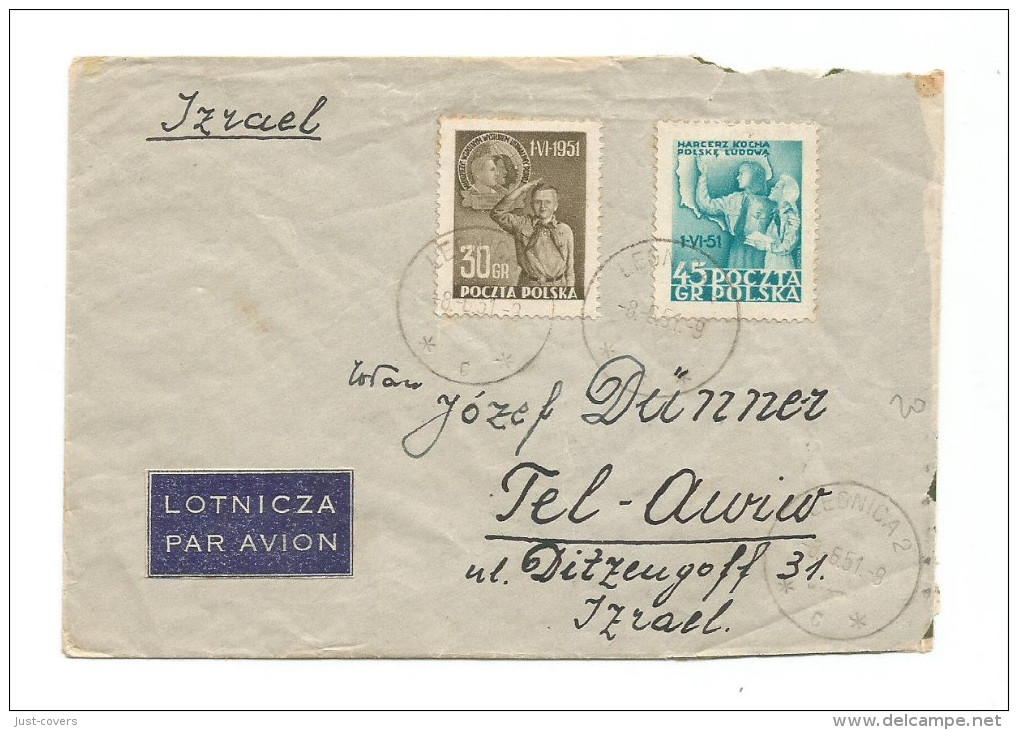 Poland Scott # 506 - 507 Complete. Legnica Poland To Tel Aviv Israel - Covers & Documents