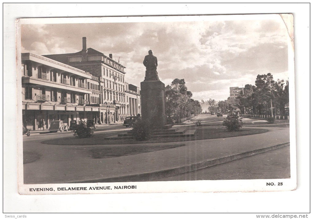 Uganda Kenya Tanganyika USED STAMPS Kenya EVENING DELAMERE AVENUE NAIROBI 1950s Postcard - Kenya