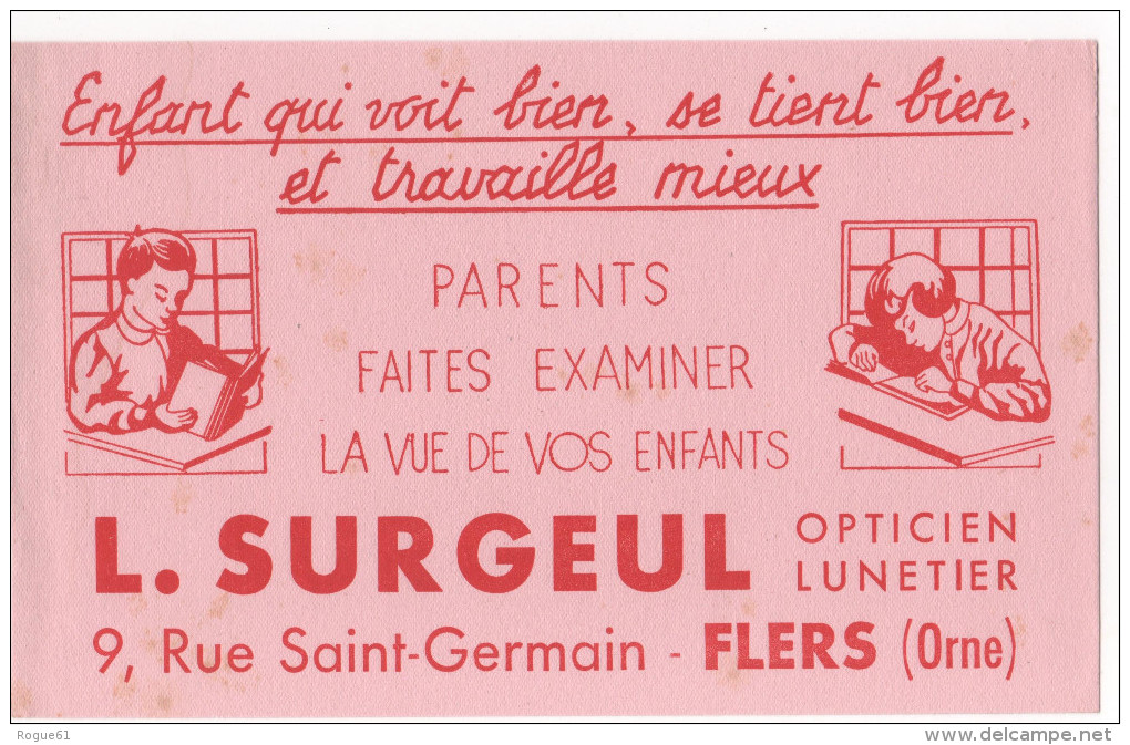 FLERS-DE-L'ORNE  - ( Orne )  - Buvard-  L . SURGEUL Opticien Lunetier - O