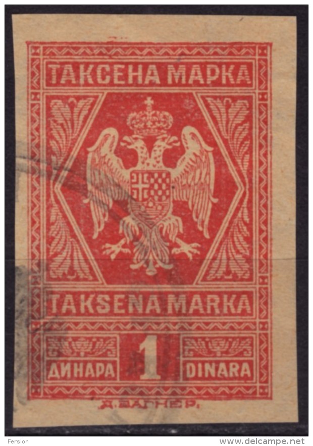 1930´s Yugoslavia - Revenue / Tax Stamp CUT - 1 Din - Used - Service