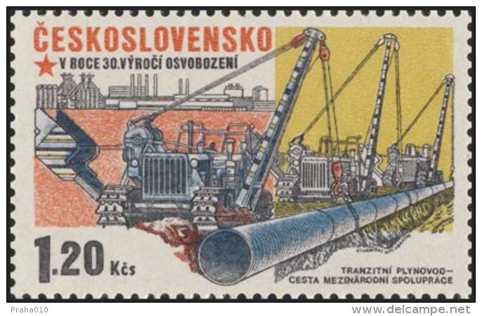 Czechoslovakia / Stamps (1975) 2170: Construction (transit Gas Pipeline); Painter: Jaroslav Lukavsky - Gaz