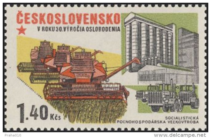 Czechoslovakia / Stamps (1975) 2171: Construction (Grain Silos; Grain Harvest); Painter: Jaroslav Lukavsky - Ungebraucht