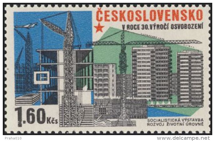 Czechoslovakia / Stamps (1975) 2172: Construction (residential Buildings; Apartment Constr.); Painter: Jaroslav Lukavsky - Sonstige & Ohne Zuordnung