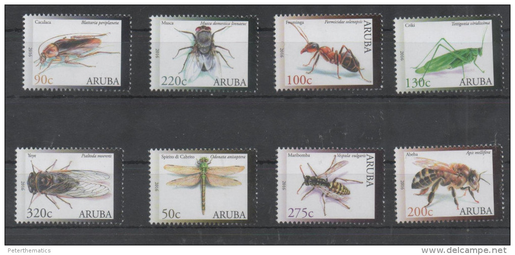 ARUBA, 2016, MNH, INSECTS, BEES, WASPS, ANTS, FLIES, GRASSHOPPERS, 8v - Sonstige & Ohne Zuordnung