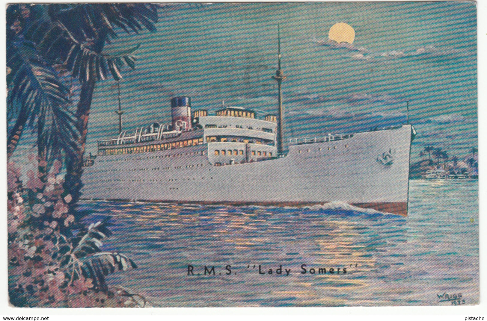 Vintage 1938 - RMS Lady Somers - Canadian National Steamships - Liner Paquebot Boat Bateau - Written - 2 Scans - Steamers