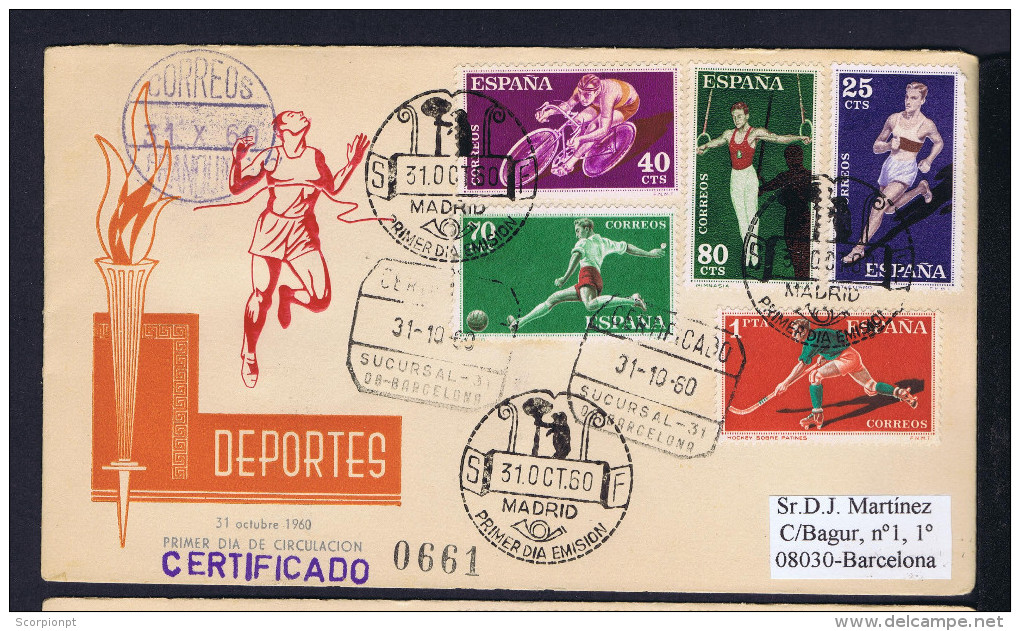 2 Covers Sports Deportes Football Cyclisme Athlétisme Gymnastique Hockey (sur Gazon) Fdc 1960 Barcelona Sp4301 - Ciclismo