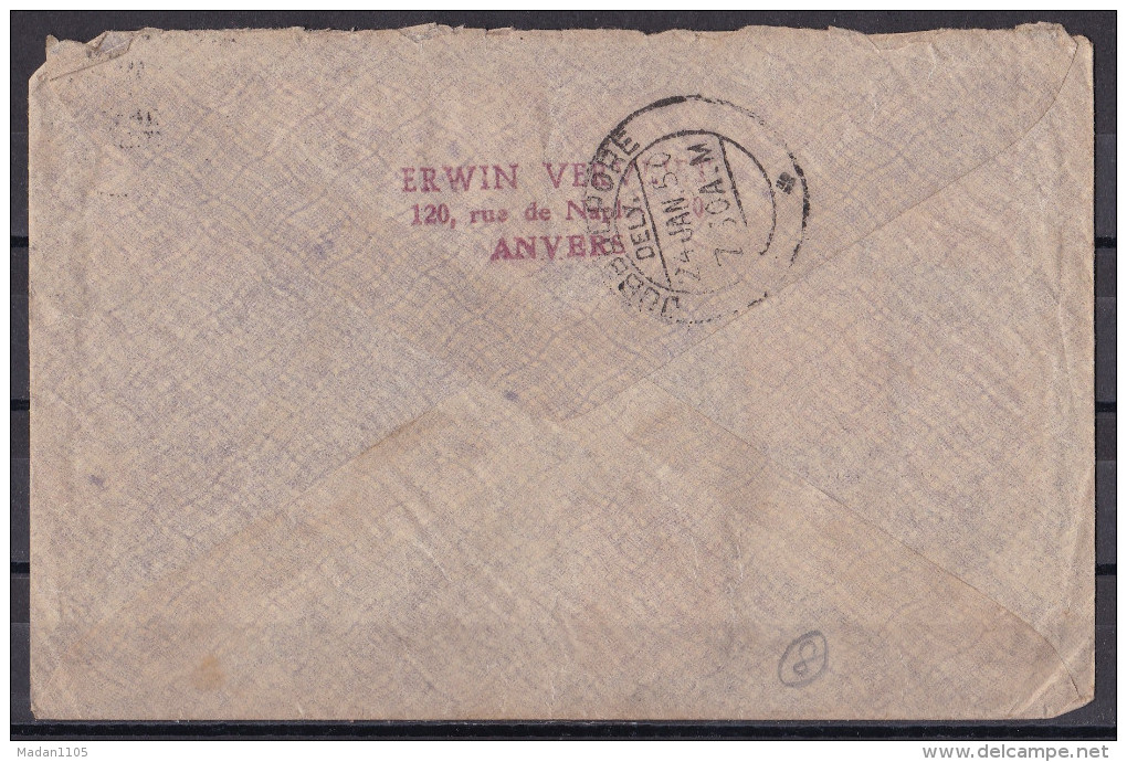 BELGIUM, 1950, Airmail Cover From Antwerpen Belgium To India With 8 Stamps On Cover Including Yvert 814/817 - Briefe U. Dokumente