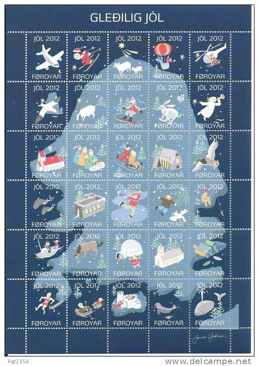 Feuille De Vignettes De Noël Des Iles Féroé 2012 Neuve - Faroe Islands