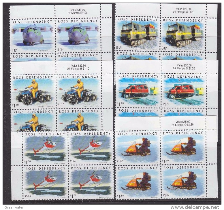 Ross Dependency 2000 Transport On The Ice 6v Bl Of 4  ** Mnh (33029) - Unused Stamps