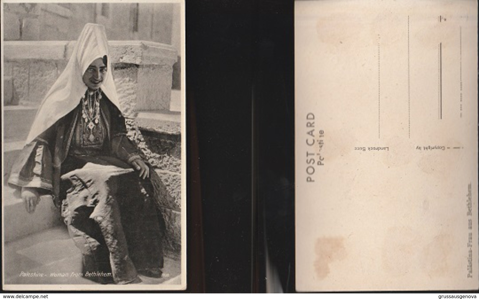 7852) PALESTINE WOMAN FROM BETHLEHEM NON VIAGGIATA 1930 CIRCA CRAQUELET SUL LUCIDO - Palestina