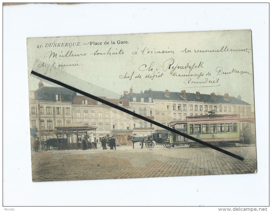 CPA - Dunkerque  -  Place De La Gare  ( Tramway ) - Dunkerque