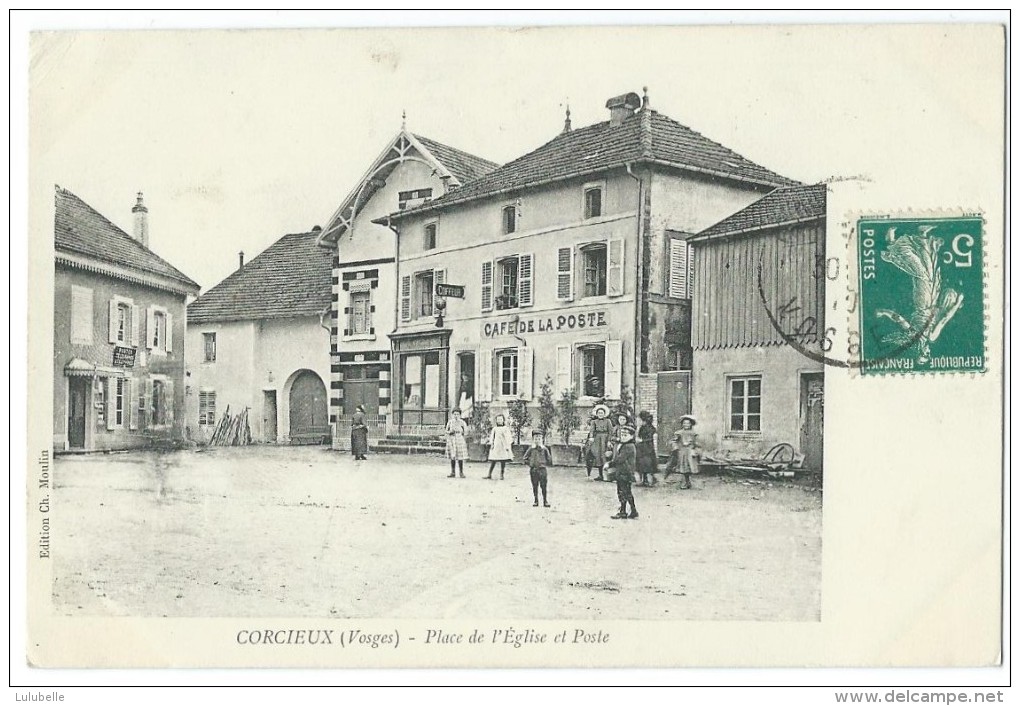 88 - CORCIEUX - Place De L'Eglise Et Poste - CPA - Corcieux