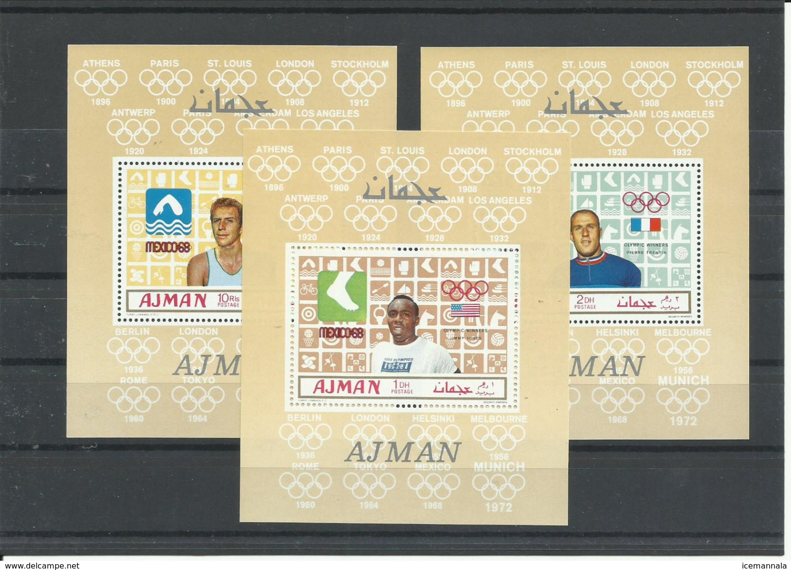 HOJAS  BLOQUE AJMAN    MNH  ** - Verano 1968: México