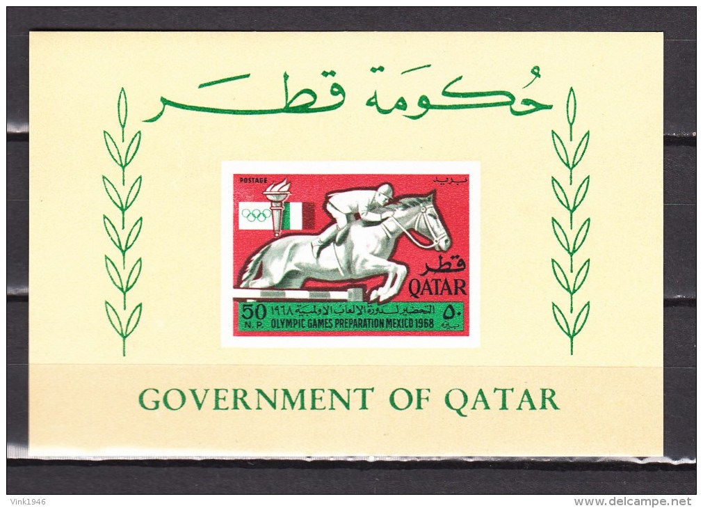 Qatar 1966,1V In Block,riders,ruiters,horses,paarden,pferde,chevaux,caballos,cavalli,olympic Games ,MNH/Postfris(L2769) - Pferde