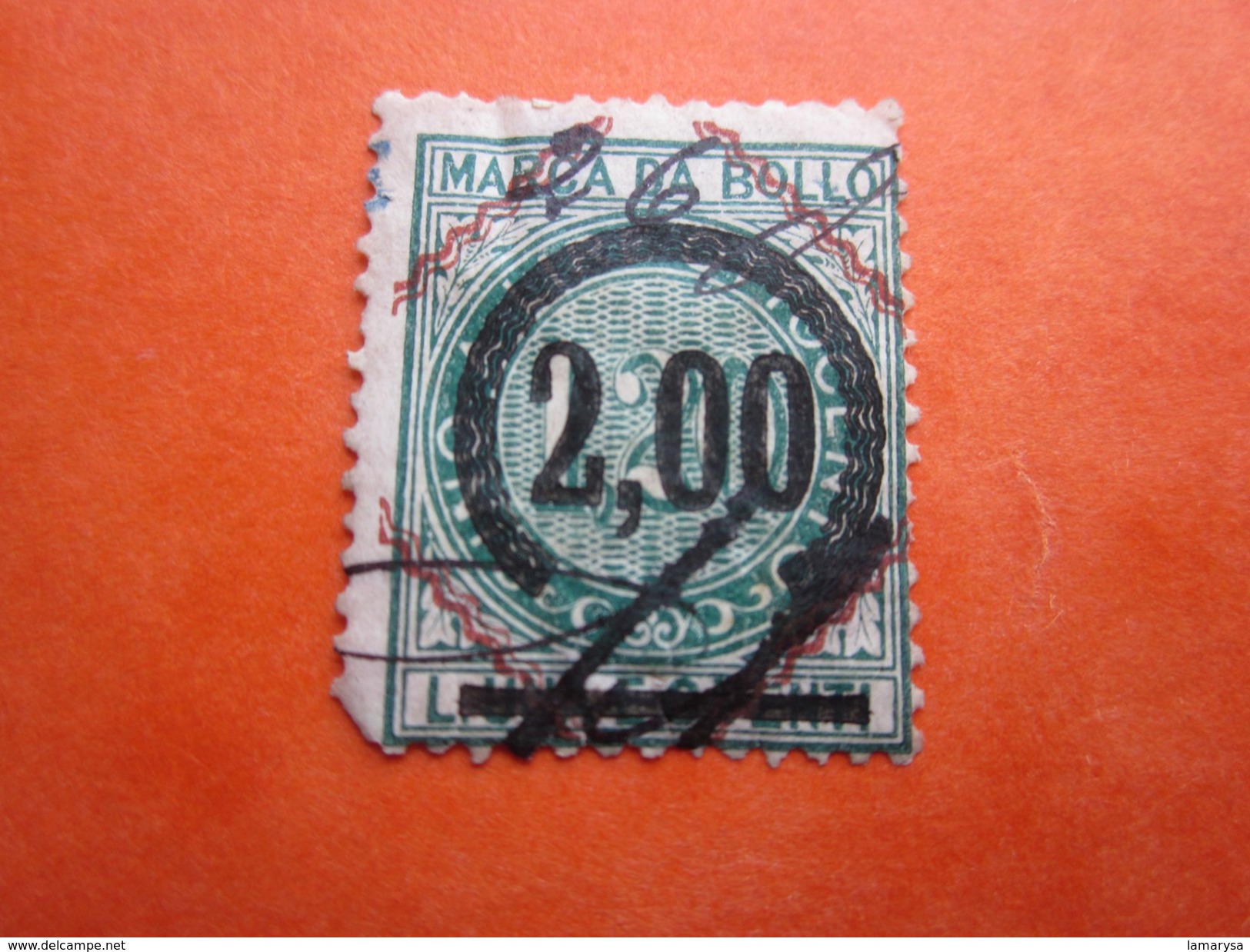 MARCA DI BOLLO SURCHARGE  ITALY FISCAL STAMPS Timbre Italie  1861-1944 Royaume 1878-00 Humbert I  Fiscaux - Fiscaux