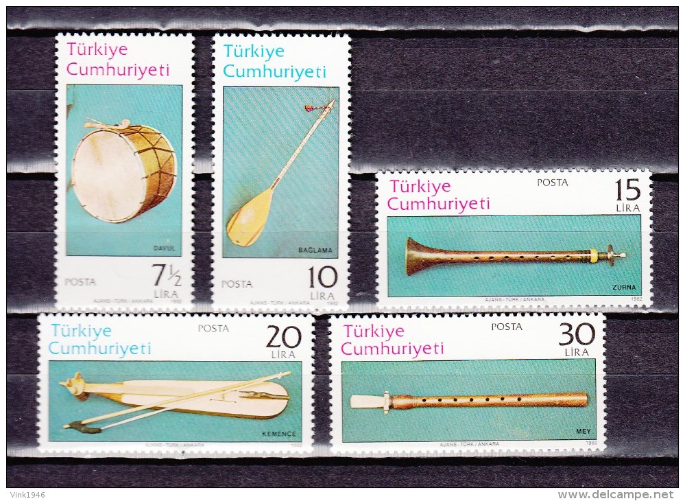 Turkey 1982,5V,set,music Instruments,muziek,musik,musique,música,musica ,MNH/Postfris(A2937) - Muziek