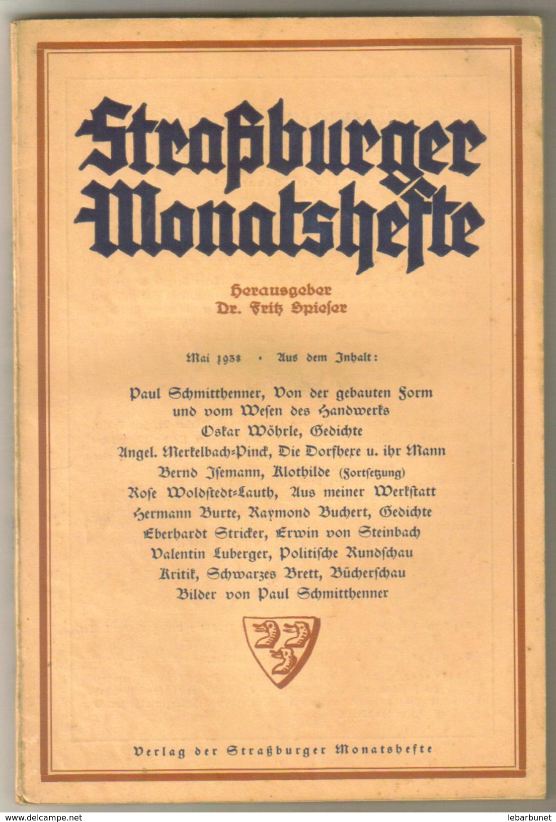Revue Ancienne 1938 Strasburger Monatsheste Février  1938 - Autres & Non Classés