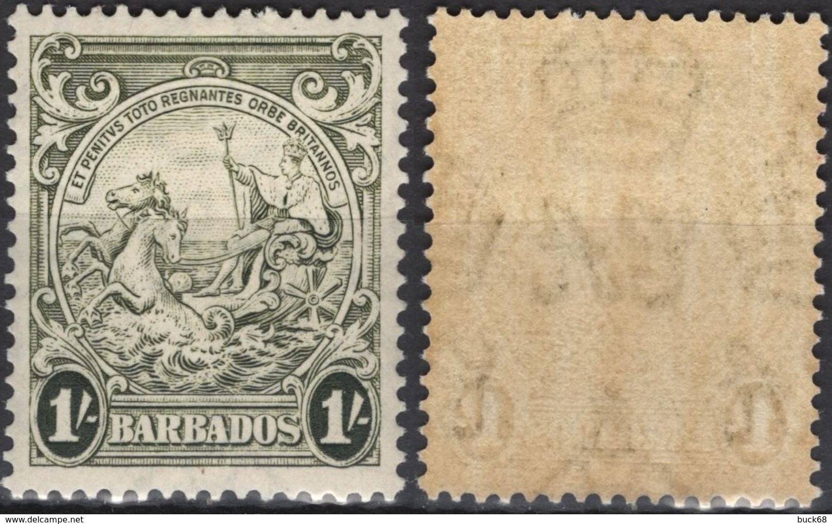 BARBADE BARBADOS Poste 174a * MLH Sceau Seal Variété Vert-olive (CV 15 €) - Barbades (...-1966)
