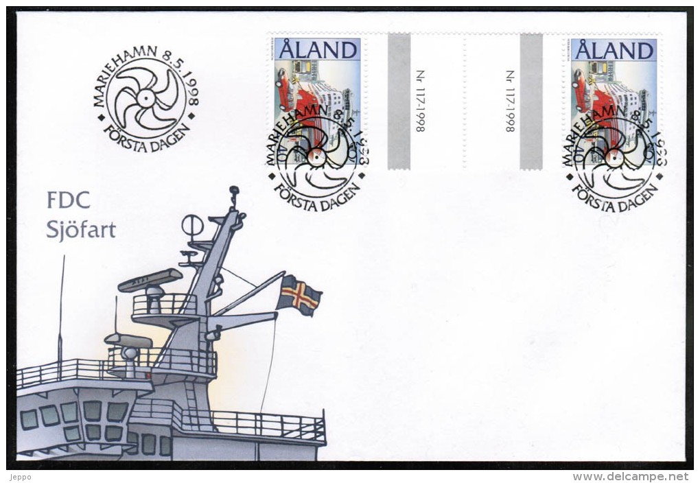 1998 Aland FDC With Gutter Pair Number Norden, Shipping M 141. - Aland