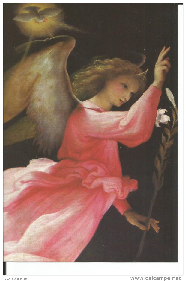 CPM Art, Tableau Lorenzo Lotto, L'angelo Annunziante (ange, Annonciation, Religion) Louvre Paris, Exposition 1998 - Peintures & Tableaux